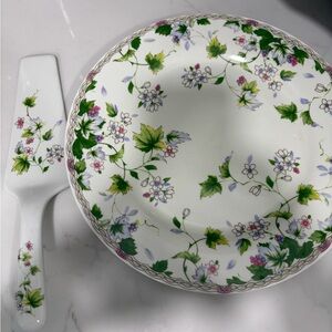Floral Ceramic Cake Plate and Server Set